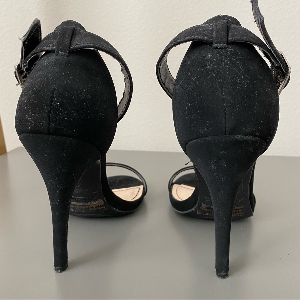 ✖️SOLD✖️ ANNE MICHELLE Enzo Black Nubuck Ankle Strap Heels - Picture 8 of 10